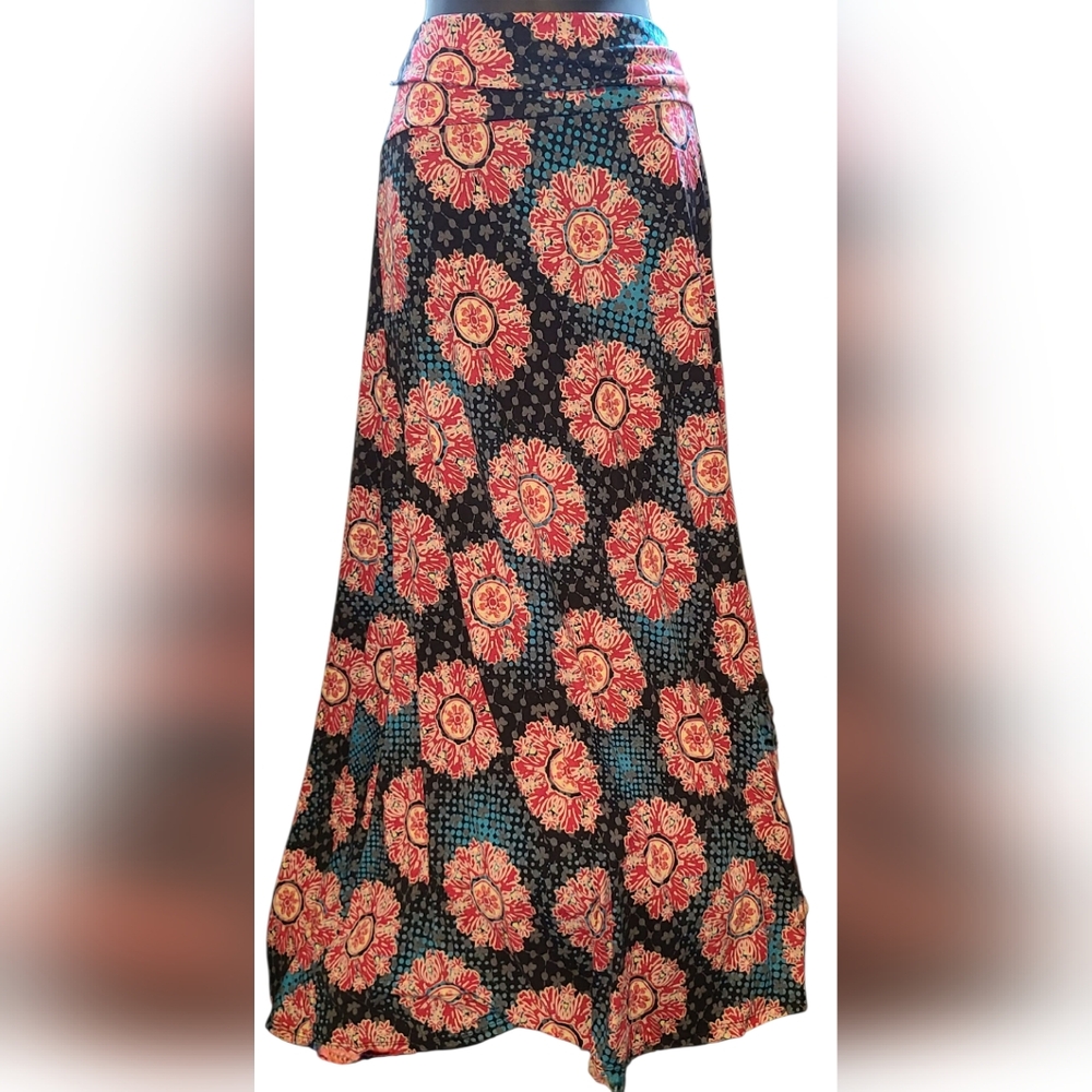 LuLaRoe Orange and Pink Maxi A-Line Skirt Casual Resort Wear